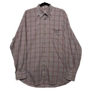 2/$30 Peter Millar 100% Cotton Plaid Button Down Shirt Mens L Classic Office